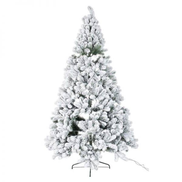 J-line Kerstboom+Led Lichtjes Besneeuwd Half Muur Plastiek Groen/Wit